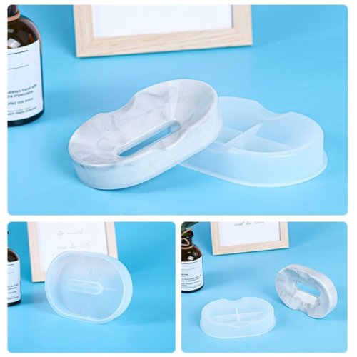 Cetakan silikon untuk tempat sabun (soap dish) – cetakan nampan untuk resin epoksi, tempat perhiasan dan penyimpanan aksesoris