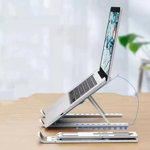 Suporte dobrável e ajustável para portátil em ABS — elevador de secretária portátil para MacBook, iPad e tablets