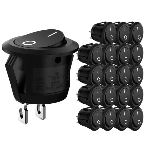 Interruptor basculante mini redondo On/Off 2 pines 15 mm – paquete 10/20 negro | 3A 250V / 6A 125V – para auto, RV, camión, barco