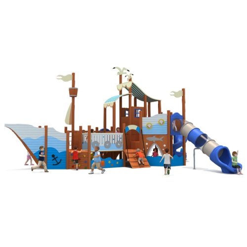 Outdoor Pirate Ship Playset with Slide — Combination Playground Equipment for Kids