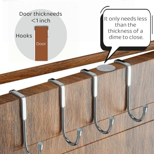 Ganchos sobre puerta de acero inoxidable para armario y ropero – Pack de 5, para toallas, bolsos y ropa (baño, cocina, habitación)