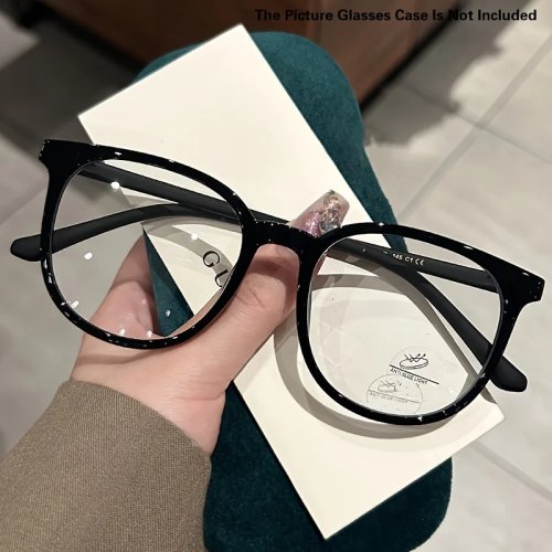 Occhiali con montatura rotonda grande e lenti trasparenti – stile vintage, moda, unisex (occhiali per computer)