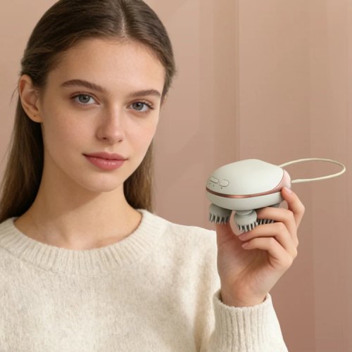 EMS Head Spa elektrische hoofdhuidborstel — draadloos, waterdicht hoofdhuidmassageapparaat met krachtige rode LED