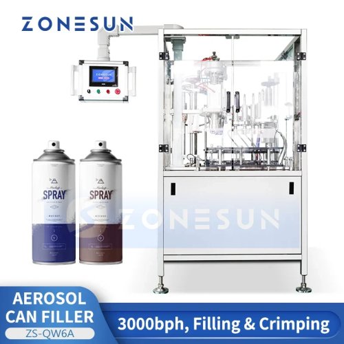 ZONESUN ZS-QW6A Bag-on-Valve（BOV）エアゾール充填・クリンプ機