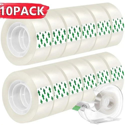 Ruban adhésif transparent premium 10/5/1 rouleaux, largeurs 0,8/1,2/1,8 cm — forte adhérence pour emballage et cadeaux