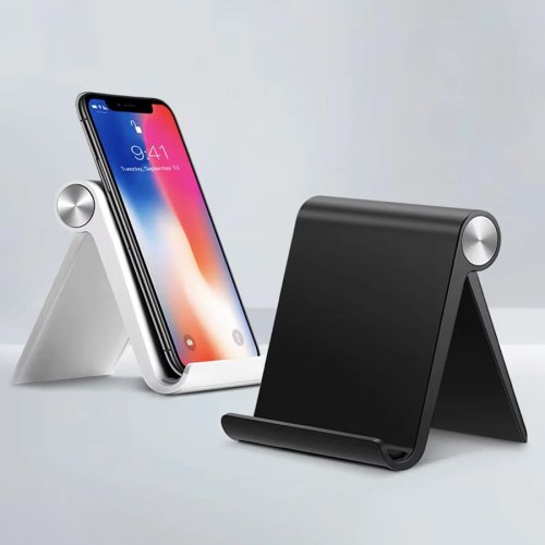 折りたたみ式調節可能スマホスタンド — 携帯用卓上ホルダー（iPhone／Samsung対応）