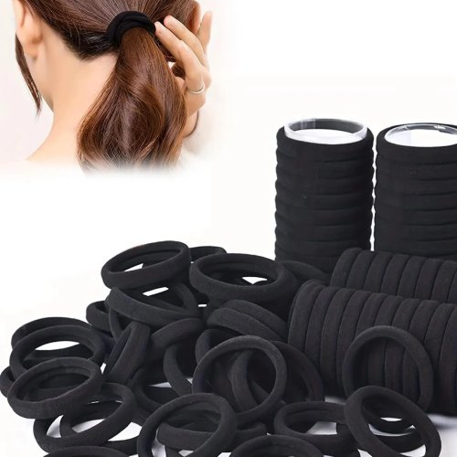 Pack 50 elásticos de cabelo cor sólida — elásticos de alta elasticidade para mulheres e raparigas, presilhas minimalistas para rabo-de-cavalo, adequados para cabelo grosso