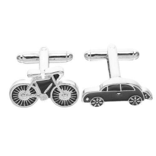 Lot de 2 boutons de manchette noirs motif vélo — Boutons de manchette homme originaux pour bureau, mariage et cérémonie