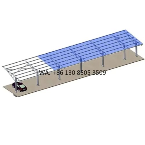 Marquesina/carport solar de acero comercial con doble voladizo — estructura impermeable y soportes para instalación de paneles solares