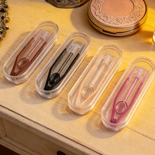 Professional contact lens tweezers with suction tip — clip-style applicator & remover, multicolor
