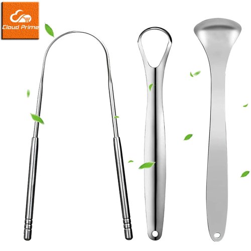 Raspador de lengua de acero inoxidable — Limpiador metálico premium, 1 o 3 pzas, portátil, para adultos y niños
