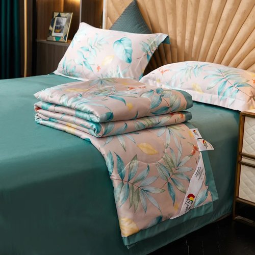 JuwenSilk Licht zomerdeken voor airco – Zacht, ademend en bedrukt, decoratieve bedsprei