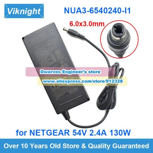 محول طاقة 54 فولت 2.4 أمبير 130 واط متوافق مع NETGEAR GS116PP GS308PP GC108P GS108PP – NUA3-6540240-I1