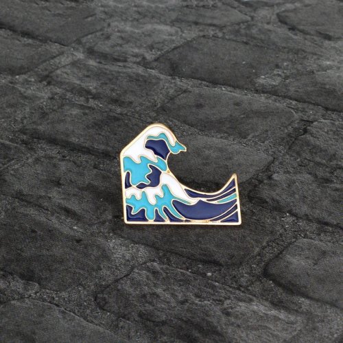 Broche vague marine bleue - pin pour vêtements et sac à dos, unisexe, idée cadeau pour l'été