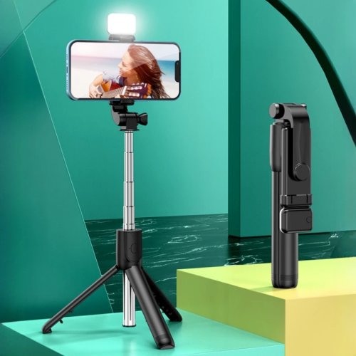Tripé/selfie stick 2 em 1 extensível e portátil para iPhone, com comando Bluetooth destacável