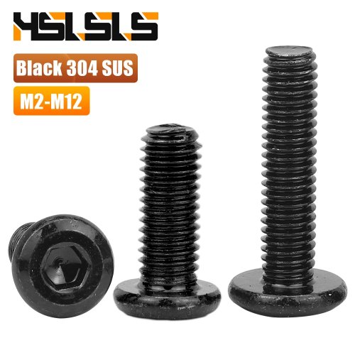 검정 304 스테인리스 가구 연결 볼트, 평머리 앨런(육각 소켓), M3 M4 M5 M6 M8