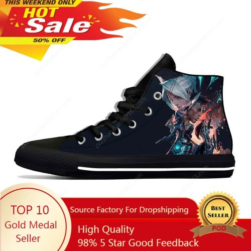 Wysokie sneakersy Valorant w stylu anime/kreskówki, lekkie, przewiewne, nadruk 3D — unisex