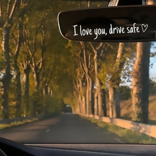 สติ๊กเกอร์ PVC กันน้ำ ติดกระจกมองหลัง 'I Love You, Drive Safe' แบบกาวในตัว