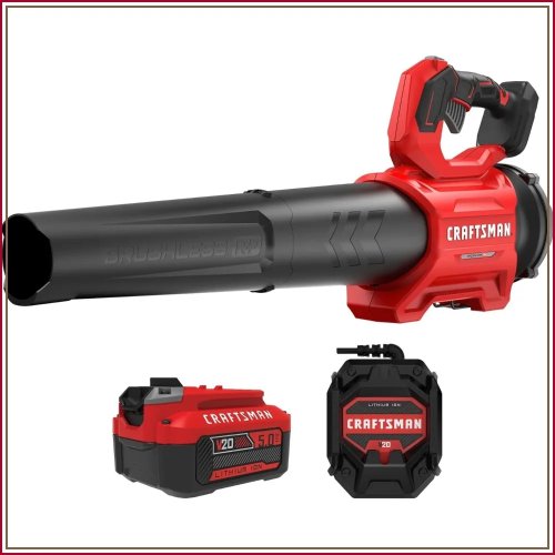Blower daun nirkabel 110 MPH (≈177 km/j), motor brushless, baterai 5.0Ah dan charger termasuk, ringan dan mudah digenggam