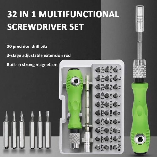 32in1 磁気精密ドライバーセット（Torx・Phillips 30本）— スマホ・腕時計・PC用 修理キット