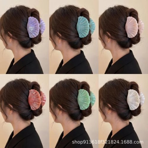 Grande pince‑griffe ornée de cristaux – motif océan été, accessoire coiffure décoratif