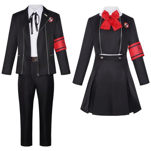 Ensemble blazer noir style uniforme scolaire — Cosplay unisexe pour Halloween et jeu de rôle