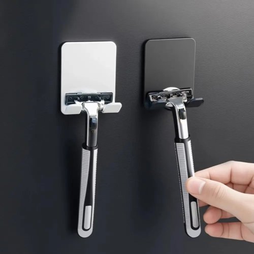 Gancho plástico autocolante sem perfuração, suporte resistente para máquina de barbear, roupas e guarda-chuvas