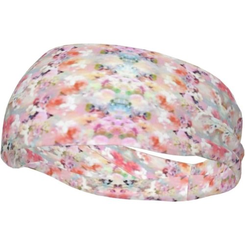 Bandana desportiva rosa com padrão floral — faixa absorvente para corrida e ginásio