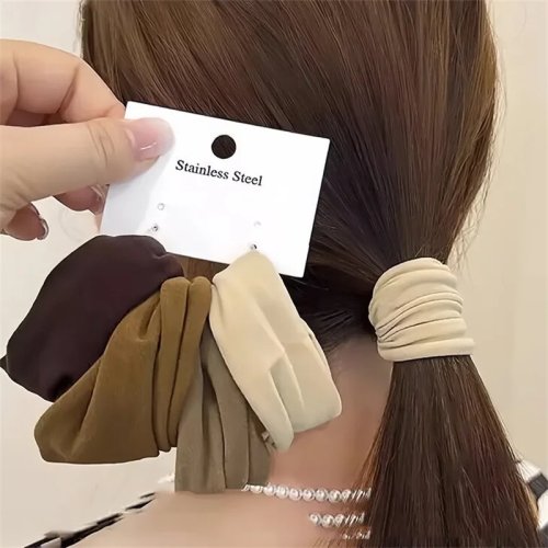 4-Pack Wide Thick Rope Hair Ties — Korean-Style Scrunchies for Women