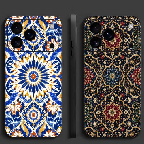 جراب Alhambra Nasrid لهواتف iPhone 11–17 (Mini/Pro/Pro Max/Plus) – جراب ناعم أسود مطفي