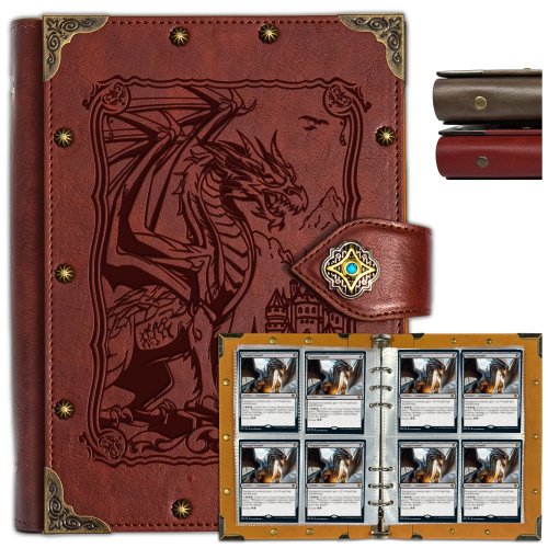 Album 4 tasche per carte Pokémon – Design drago elementale, capienza 240 carte, raccoglitore/sleeve album TCG