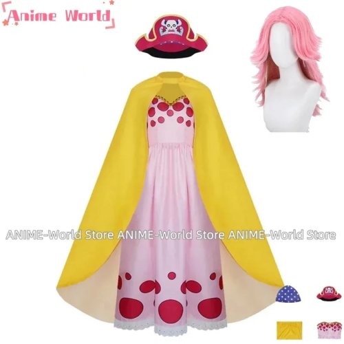 Fato cosplay One Piece Big Mom (Charlotte Linlin) – peruca, vestido, capa e chapéu para mulher