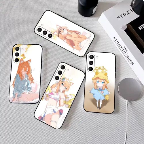 아이오치 마리 Blue Archive 귀여운 소프트 블랙 TPU 케이스 for Samsung Galaxy A73/A72/A71/A70/A53/A52/A51