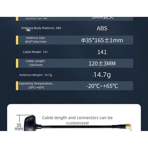 Antena FPV 5,8 GHz 16,5×3,5 cm – antena o wysokim zysku, wzmacniacz sygnału 360° do dronów