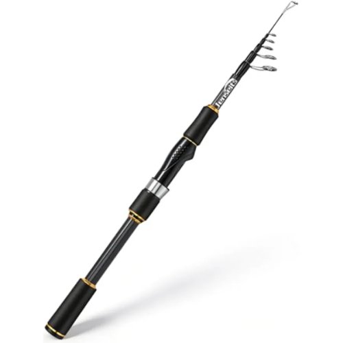 Canna da pesca telescopica da viaggio 4 sezioni - fibra di carbonio 24T, anelli in acciaio inox con inserti in ceramica, azione rapida