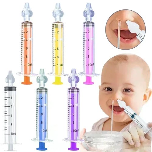 Aspirator hidung bayi silikon & syringe irigasi hidung — pembersih hidung anak, bisa dipakai ulang