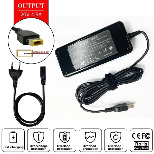 Alimentatore/Caricabatterie 90W (20V, 4,5A) per laptop Lenovo — compatibile con V510-15IKB, V110-15IKB, V330-15IKB, V330-15ISK, C260, C470, S431
