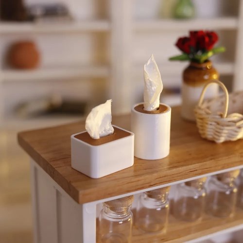 1:12 Scale Miniature Tissue Box – Dollhouse Paper Box DIY Accessories, Living Room Scene Decorative Prop for Photography & Sand Table Models