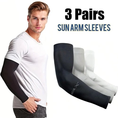 3 paar Ice Silk armstukken zonbescherming - UV-koelende armbeschermers, unisex voor fietsen, autorijden en vissen