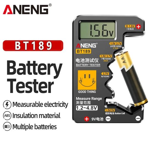 ANENG BT189 Universeller Batterietester mit LCD – für 9V, AA, AAA, C, D, N und Knopfzellen