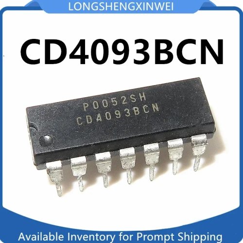 1 szt. układ scalony CD4093BCN (DIP-14) — 4× bramka NAND 2-wejściowa z wyzwalaczem Schmitta