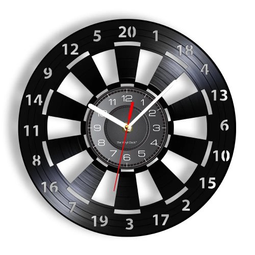 Jam Dinding Bentuk Papan Darts ala Piringan Vinil — Dekorasi untuk Ruang Game, Bar, Man Cave