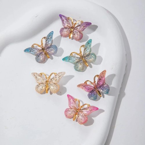 Set 5 clip per capelli bambina farfalla effetto degradé stile macaron — accessori per capelli principessa