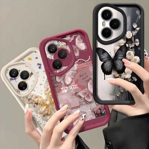 Coque silicone souple pour Honor 400 / 200 Pro / Magic7 Lite / X8c / X9c / Smart X6a / X6b / X6c — motif papillon, anti-choc