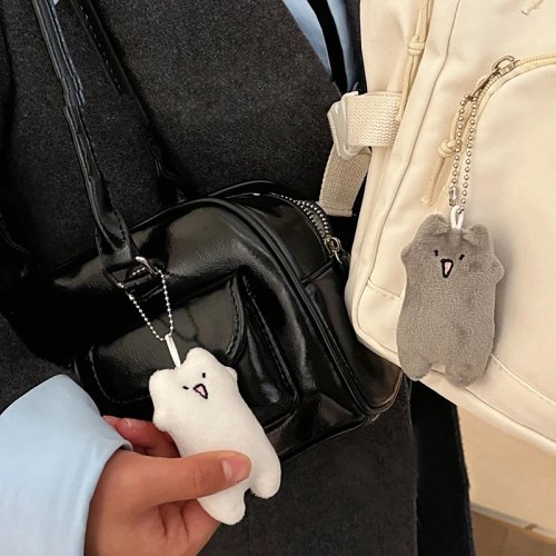 Llavero de peluche gato caricatura — colgante suave para bolso/coche, regalo de graduación