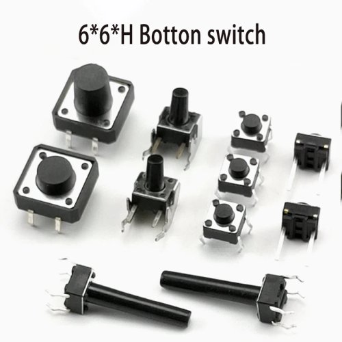 10er-Pack 6×6 mm taktile Drucktaster (Bauhöhen 4,3/5,5/6/7/8/9/10/13 mm) 12V 4‑poliger DIP-Mikroschalter für TV, Spielzeug, Haushalt