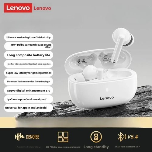 Lenovo TA210 Auricolari TWS Bluetooth 5.4 — Riduzione rumore ENC, microfono, per sport e gaming, IPX4 resistente agli schizzi