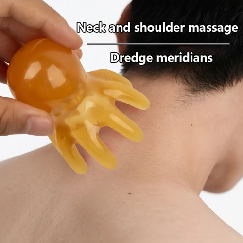 Masajeador de cuero cabelludo pulpo de resina — Peine masajeador portátil estilo coreano para aliviar el estrés y prevenir la caída del cabello