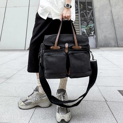 Túi canvas nam dung tích lớn – Túi du lịch/weekend kiểu messenger/tote có dây đeo dài