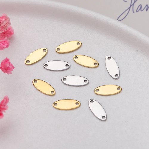 10/20 pièces Breloques pendentifs hexagonaux en acier inoxydable à double trou – dog tags pour création de colliers et bijoux DIY